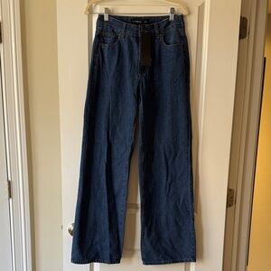 Lioness Dark Blue Flare & Wide Leg Jeans